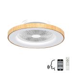 Tibet 65cm 70W LED Dimmable Ceiling Light With 35W Fan With Single Speed Reverse Remote, APP, Alexa & Google Voice, 7700lm, Wood Effect/White