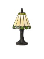 Adolfo Tiffany Table Lamp, 1 x E14, Cream/Green/Clear Crystal Shade