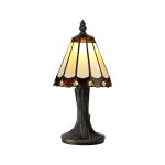 Adolfo Tiffany Table Lamp, 1 x E14, Cream/Amber/Clear Crystal Shade