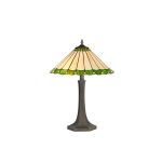 Adolfo 2 Light Octagonal Table Lamp E27 With 40cm Tiffany Shade, Green/Cream/Crystal/Aged Antique Brass