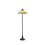 Adolfo 2 Light Octagonal Floor Lamp E27 With 40cm Tiffany Shade, Green/Cream/Crystal/Aged Antique Brass