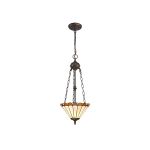 Adolfo 2 Light Uplighter Pendant E27 With 30cm Tiffany Shade, Amber/Cream/Crystal/Aged Antique Brass