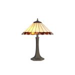 Adolfo 2 Light Octagonal Table Lamp E27 With 40cm Tiffany Shade, Amber/Cream/Crystal/Aged Antique Brass