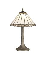 Adolfo 1 Light Tree Like Table Lamp E27 With 30cm Tiffany Shade, Grey/Cream/Crystal/Aged Antique Brass