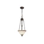 Adolfo 2 Light Uplighter Pendant E27 With 30cm Tiffany Shade, Grey/Cream/Crystal/Aged Antique Brass