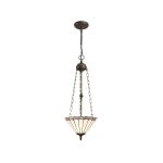 Adolfo 3 Light Uplighter Pendant E27 With 30cm Tiffany Shade, Grey/Cream/Crystal/Aged Antique Brass