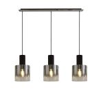 Nu Blok Linear Pendant, 3 Light Adjustable E27, Black/Smoke Fade Glass