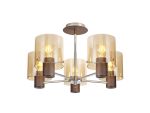 Nu Blok Semi Flush Flush, 5 Light Semi Flush Fitting, Mocha/Amber Fade Glass