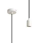 Briciole 10cm 1m 1 Light Pendant White/Black Braided Cable, E27 Max 60W, c/w Ceiling Bracket