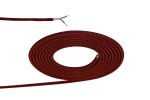 Briciole 1m Red & Black Wave Stripes Braided 2 Core 0.75mm Cable VDE Approved (qty ordered will be supplied as one continuous length)
