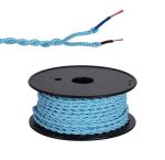 Briciole 25m Roll Blue & White Wave Stripe Braided Twisted 2 Core 0.75mm Cable VDE Approved