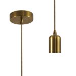 Briciole 10cm 2m 1 Light Pendant Gilt Bronze/Gold Braided Cable, E27 Max 60W, c/w Ceiling Bracket & Deeper Shade Ring