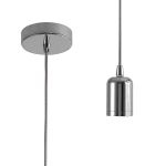 Briciole 10cm 2m 1 Light Pendant Chrome/Silver Braided Cable, E27 Max 60W, c/w Ceiling Bracket & Deeper Shade Ring