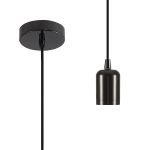 Briciole 10cm 2m 1 Light Pendant Black Chrome/Black Braided Cable, E27 Max 60W, c/w Ceiling Bracket & Deeper Shade Ring