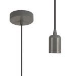 Briciole 10cm 2m 1 Light Pendant Warm Grey/Grey Braided Cable, E27 Max 60W, c/w Ceiling Bracket & Deeper Shade Ring