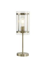 Bruschetta Table Lamp, 1 Light E27, Antique Brass / Plain Clear (A) Glass