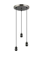 Jestero 38cm Round Suspension (FRAME ONLY), 3 Light E14, Satin Nickel / Satin Black