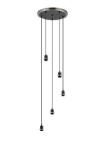 Jestero 40cm Round Suspension (FRAME ONLY), 5 Light E14, Satin Nickel / Satin Black