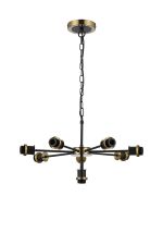 Jestero 59cm Pendant (FRAME ONLY), 8 Light E14, Brass / Satin Black