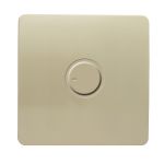 Trendi, Artistic Modern 1 Gang 1 Way Dimmer Switch, 200W (NOT LED) Champagne Gold Finish, BRITISH MADE, (35mm Back Box), 5yrs Wrnty