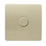 Trendi, Artistic Modern 1 Gang 1 Way Dimmer Switch, 200W (NOT LED) Champagne Gold Finish, BRITISH MADE, (35mm Back Box), 5yrs Wrnty