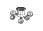Filocaro 59cm Flush Ceiling, 5 Light G9, Graphite / Satin Nickel / Smoke Glass