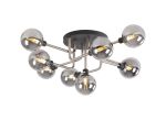 Filocaro 85cm Flush Ceiling, 9 Light G9, Graphite / Satin Nickel / Smoke Glass