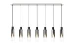 Formonix Linear Pendant, 7 Light Adjustable E27, Black/Smoke Fade Glass