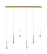 Giuseppe French Gold 6 Light G9 Universal 2m Drop Linear Pendant (FRAME ONLY), For A Vast Range Of Glass Shades