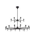 Giuseppe 105cm Satin Black 20 Light G9 Universal Telescopic 2-Tier (FRAME ONLY), For A Vast Range Of Glass Shades
