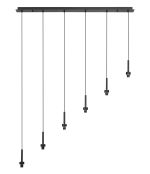 Giuseppe Satin Black 6 Light G9 Universal 2m Drop Linear Pendant (FRAME ONLY), For A Vast Range Of Glass Shades