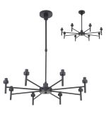 Giuseppe 70cm Satin Black 8 Light G9 Universal Telescopic/Semi Flush (FRAME ONLY), For A Vast Range Of Glass Shades
