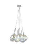 Giuseppe 42cm Cluster Pendant 1.5m, 7 x G9, Polished Chrome/Iridescent/Frosted Type G Shade