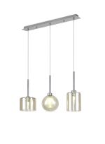 Giuseppe Linear Pendant 2m, 3 x G9, Polished Chrome/Cognac/Frosted Type B,C,G Shade