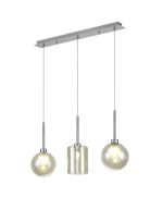 Giuseppe Linear Pendant 2m, 3 x G9, Polished Chrome/Cognac/Frosted Type C,G Shade