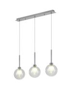 Giuseppe Linear Pendant 2m, 3 x G9, Polished Chrome/Clear/Frosted Type G Shade