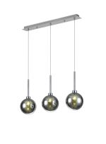 Giuseppe Linear Pendant 2m, 3 x G9, Polished Chrome/Chrome/Frosted Type G Shade