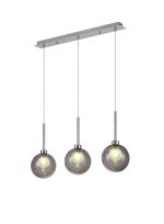 Giuseppe Linear Pendant 2m, 3 x G9, Polished Chrome/Smoked/Frosted Type G Shade