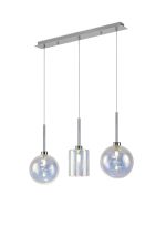 Giuseppe Linear Pendant 2m, 3 x G9, Polished Chrome/Iridescent/Frosted Type B,G Shade