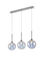 Giuseppe Linear Pendant 2m, 3 x G9, Polished Chrome/Iridescent/Frosted Type G Shade