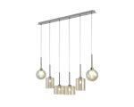 Giuseppe Linear Pendant 2m, 6 x G9, Polished Chrome/Cognac/Frosted Type B,C,G Shade