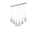 Giuseppe Linear Pendant 2m, 6 x G9, Polished Chrome/Iridescent/Frosted Type G Shade