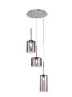 Giuseppe 35cm Round Pendant 2m, 3 x G9, Polished Chrome/Smoked Type A,B,C Shade