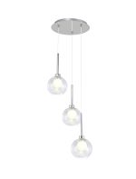 Giuseppe 34cm Round Pendant 2m, 3 x G9, Polished Chrome/Clear/Frosted Type G Shade