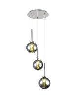 Giuseppe 34cm Round Pendant 2m, 3 x G9, Polished Chrome/Chrome/Frosted Type G Shade