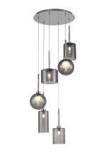 Giuseppe 45cm Round Pendant 2.5m, 6 x G9, Polished Chrome/Smoked/Frosted Type A,B,C,G Shade