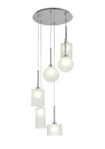 Giuseppe 45cm Round Pendant 2.5m, 6 x G9, Polished Chrome/Frosted Type A,B,C,G Shade