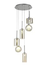 Giuseppe 45cm Round Pendant 2.5m, 6 x G9, Polished Chrome/Cognac/Frosted Type A,B,C,G Shade