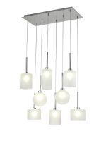 Giuseppe Rectangle Multiple Pendant 2m, 8 x G9, Polished Chrome/Frosted Type A,B,C,G Shade