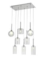Giuseppe Rectangle Multiple Pendant 2m, 8 x G9, Polished Chrome/Clear/Frosted Type A,B,C,G Shade